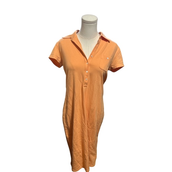 Talbots Petites Small Coral Polo Maxi Dress NWT Short Sleeve Cotton Blend - Picture 2 of 7
